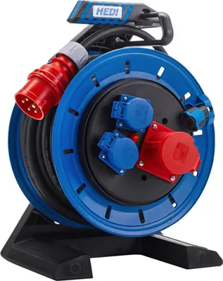 Produktbild von Hedi HEDI Drehstromkabeltrommel 25 m H07RN-F 5 x 2, 5 mm², 290 mm 2 Schutzkontaktsteckdosen, Vollkunststoff IP54