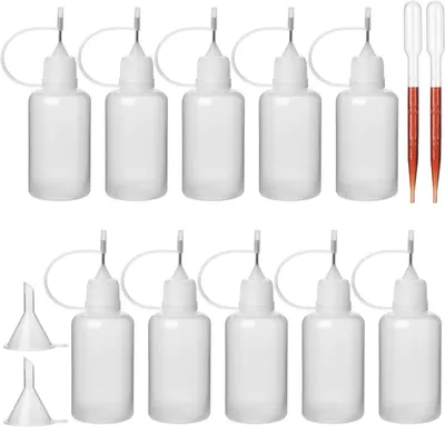 Zdjęcie produktu dla Precyzyjne butelki aplikatorowe o pojemności 30 ml, 10 sztuk, wykonane z tworzywa sztucznego, przeznaczone do klejów i farb