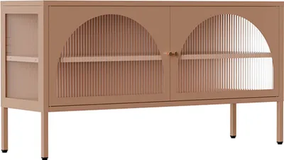 Immagine prodotto di Mobile TV moderno a 2 ante L115 cm in metallo marrone - Oviala Dreamy