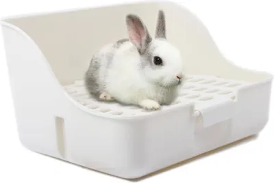 Produktbild von Leicht zu reinigende Kaninchentoilette für das Toilettentraining, für Kleintiere/Meerschweinchen/Frettchen, weiß