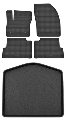 Zdjęcie produktu dla Dywaniki gumowe + mata bagażnika do Ford C-MAX MK1 2003-2006 (minivan/kombi, standardowy bagażnik) – czarne, dopasowane – Wielganizator