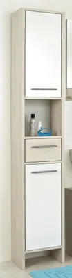 Produktbild von Pelipal Hochschrank Pinie hell Holznachbildung Weiß Glanz, 2 Türen, 1 Schublade, 2 Einlegeböden