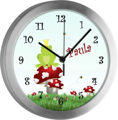 Produktbild von Kinderzimmer Funkwanduhr, Funkuhr Wanduhr Kinder, Froschkönig 25 cm