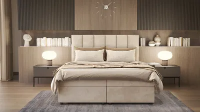 Produktbild von PREDAJ LEADER skriňová posteľ BERLIN 120x200 cm čalúnená posteľ s dvoma zásuvkami, kompletná súprava s matracom a topperom (4 cm), béžová, látka na posteľ JASMINE 21