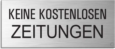 Produktbild von Schild Keine k. Zeitungen Briefkastenschild Aluminium Edelstahloptik 60x25 selbstklebend