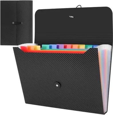 Produktbild von Uitvouwbare A4-Organizermap mit 13 Fächern, A4-Taschen, Plastikmappe, schwarzer Kieferntasche