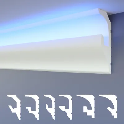 Produktbild von HEXIMO LED-Stuckleisten 2in1, indirekt beleuchtete Deckenleisten XPS-Styropor-Wandleisten Lichtvouten-Deckenprofil (Muster HLED 17)