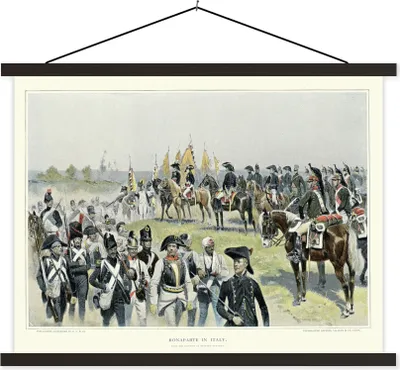 Produktbild von MuchoWow® Textilposter Illustration von Napoleon Bonaparte mit einer Armee 150x113 cm mit schwarzem Rahmen - Wohnzimmer