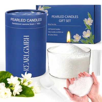 Produktbild von Kerzen Selber Machen Set für Frauen | Duftkerzen mit Sandelholz & Jasmin | 100% natürliches Perlen-Wachs