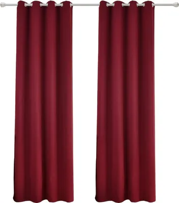 Produktbild von WOLTU 2er Set Gardinen, Blickdicht mit Ösen, Bordeaux, 135x225cm