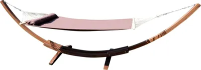 Produktbild von ALEOS. 410cm XXL Luxus Hängemattengestell LIMITED EDITION COFFEE Gestell aus Holz Lärche mit Stabhängematte GEPOLSTERT inkl. Kopfkissen EDELSTAHL Ketten Karabiner und Schrauben