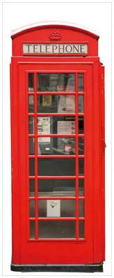 Produktbild von Wallario Premium Glasbild, freischwebende Optik, kräftige Farben, Größe 80 x 32 cm Motiv London Rote Telefonzelle