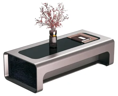 Immagine prodotto di Tavolino moderno di design in nero con struttura in argento