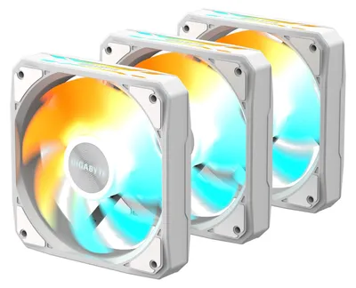 Zdjęcie produktu dla Zestaw wentylatorów 3-Pack GIGABYTE AORUS EZ CHAIN FAN 120 ICE, 120x120x25mm ARGB