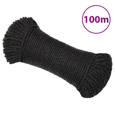 Image de Corde de travail durable noir 3 mm 100 m polypropylène - Jardinage & Bricolage Octo2190176 1parcel