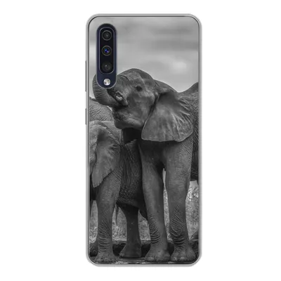 Produktbild von MuchoWow® Handyhülle Schutzhülle Hülle für Samsung Galaxy A50 Elefant - Tiere - Wasser - Schwarz und weiß Silikon Softcase Handy Hülle - Mobiltelefonhülle