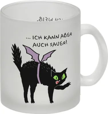 Produktbild von Schwarze Katze Glas Tasse mit Spruch Ich weiß ich bin süß