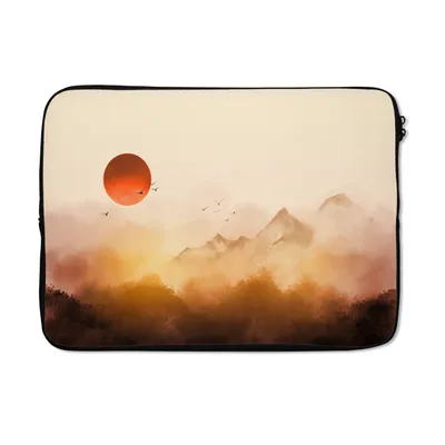 Produktbild von MuchoWow® Laptop Hülle 13 Zoll Malerei - Sonne - Landschaft - Vögel Laptoptasche - Laptophülle - Sleeve - Rundumschutz