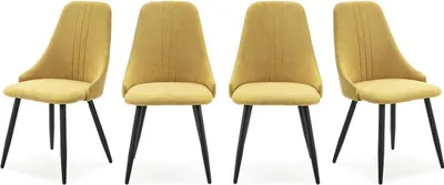 Immagine prodotto di Calicosy - Set di 4 sedie in tessuto con gambe in metallo nero L50 cm - MANI