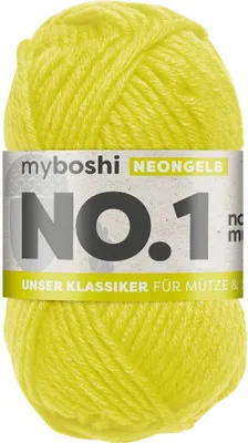 Produktbild von myboshi No.1, 70% Polyacryl, 30% Merino 50g/55m, Nadelstärke 6-7mm : neongelb Myboshi: neongelb