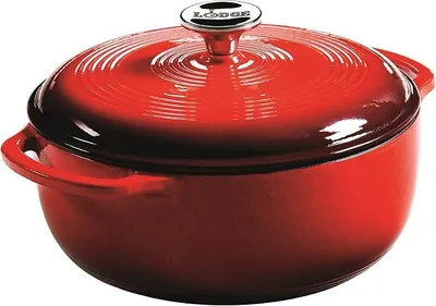 Imagen del producto de Olla con tapa de hierro fundido/esmalte de porcelana, 4,35 litros, color rojo