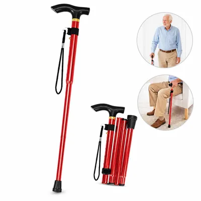 Produktbild von Faltbarer Gehstock für Damen und Herren, leicht ,5-fach höhenverstellbarer Klappstock, unterstützt Senioren beim Gleichgewicht und der Mobilität