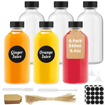 Immagine prodotto di Solidchoice - Set di 6 bottiglie in vetro riutilizzabili per shot da 240 ml