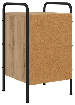 Image de Table de chevet en bois massif, finition chêne, dimensions : 35 x 36,5 x 61 cm