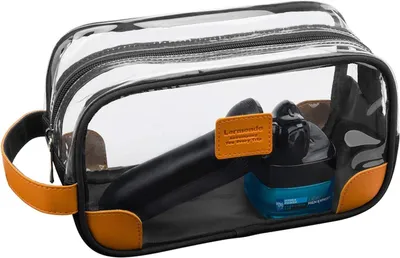 Imagen del producto de Estuche de aseo transparente, con asa, de 24 x 11 x 13,5 cm, organizador para el baño