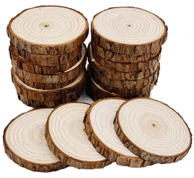 Immagine prodotto di Fette di legno, 20 pezzi, diametro 7-8 cm, con corteccia, ideali per progetti fai-da-te e decorazioni