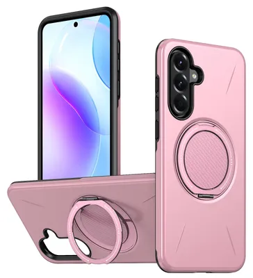 Produktbild von Magnetisch Hülle für Samsung Galaxy A56, Stoßfeste Weich TPU und Hard PC Schutzhülle mit Ringhalter Ständer Pink