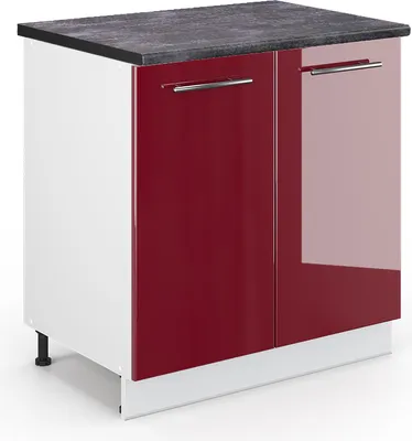 Produktbild von Spülenunterschrank Vicco Fame-Line Bordeaux Hochglanz 80 cm mit Regal, AP Anthrazit, Model 45921