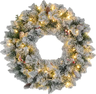 Produktbild von LED-Weihnachtskranz Ø60cm mit roten Beeren und realistischer grüner LED-Beleuchtung