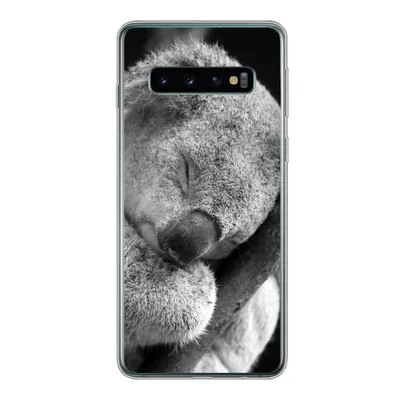 Produktbild von MuchoWow® Handyhülle Schutzhülle Hülle für Samsung Galaxy S10 Schlafender Koala auf schwarzem Hintergrund Silikon Softcase Handy Hülle - Handytasche