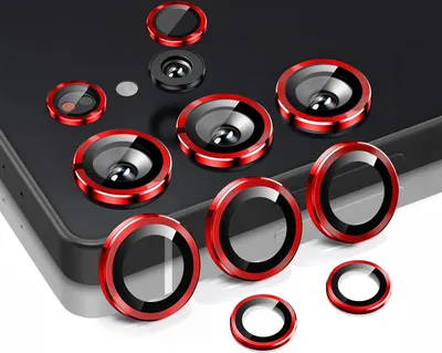 Produktbild von Kamera Linsenschutz Glas Set für Samsung Galaxy S25 Ultra Schutzglas Camera Linse Panzerfolie 9H Rot