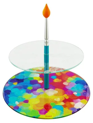 Etagen-Tortenständer 25 cm, Aluminium/Glas, drehbar, mehrfarbig