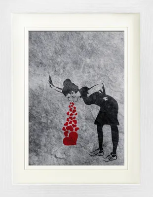 Produktbild von Streetart Gerahmtes Bild Mit Edlem Passepartout | Wand-Bilder | Im Bilderrahmen - Lovesick Girl, Banksy (40 x 30 cm)