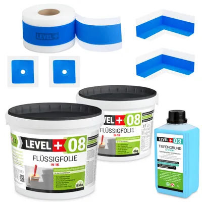 Produktbild von Dichtset Badabdichtung Flüssigfolie 9,5kg Dusche Bandset Dichtband SET323
