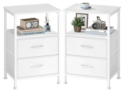 Image de SONGMICS : Table de chevet avec 2 tiroirs, table d'appoint, acier, lot de 2