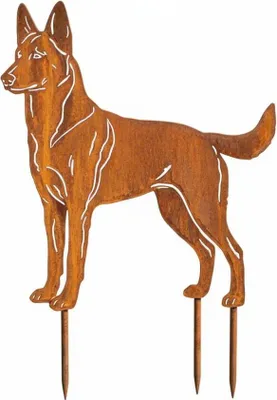 Produktbild von Edelrost Belgischer Schäferhund (Malinois) - Rost Deko Hund Rostfigur Gartendeko für Draußen - stabile Metall Gartenfigur aus Stahl - Wetterfest für Beet Terrasse - 42x37cm