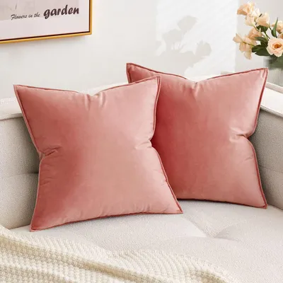 Immagine prodotto di Cuscini decorativi in velluto, 40x40 cm, color rosa antico, confezione da 2