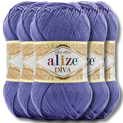 Immagine prodotto di Alize 5 x 100 g Diva Lana, tinta unita, uncinetto, lavoro a maglia (981)