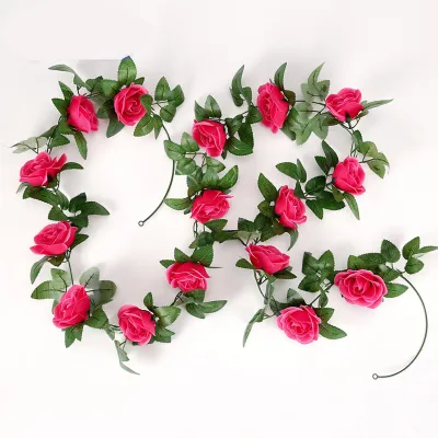 Produktbild von Künstliche Rosenrebe, 2,3 m, künstliche Blumen zum Aufhängen, Efeu für Hochzeitsfeier, Rot