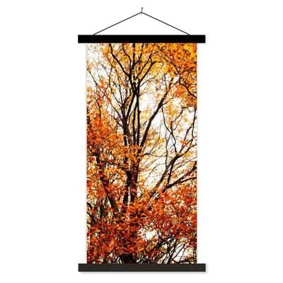 Produktbild von MuchoWow® Textilposter Wald - Herbst - Jahreszeiten 90x180 cm mit schwarzem Rahmen - Dekoration Wohnzimmer