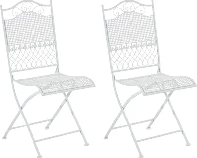 Produktbild von CLP 2er Set Gartenstühle Kiran klappbar aus Eisen im Jugendstil für den Außenbereich weiß
