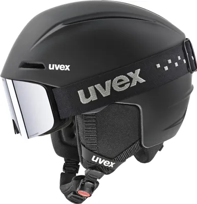 Produktbild von Uvex Viti Set Helm Mit Visier Schwarz 54-58 cm / Mirror Green Supravision Yellow Clear/CAT2 Schwarz 54-58 cm