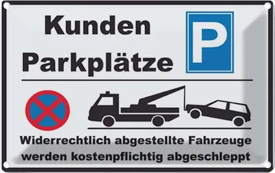 Obrázok produktu pre vianmo Plechový nápis 12x18 cm Parken Parkplatz Kunden widerrechtlich