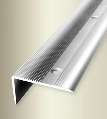 Produktbild von PROVISTON | Winkelprofil | Breite: 40 mm | Höhe: 0 - 22 mm | Länge: 1000 mm | Aluminium Poliert | Gerillt | Versenkt Gebohrt