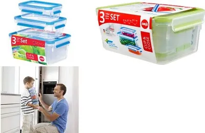 Produktbild von emsa Frischhaltedose CLIP & CLOSE, 3er Set, 0,55/1,0/2,30 L, Farbe Grün