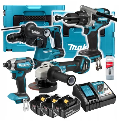 Produktbild von MAKITA Kit DLX4104TJ1 (DHP481 + DHR243 + DTD153 + DGA513 + 3 x 5,0 Ah + DC18RC + MAKPAC 3 + MAKPAC 4)